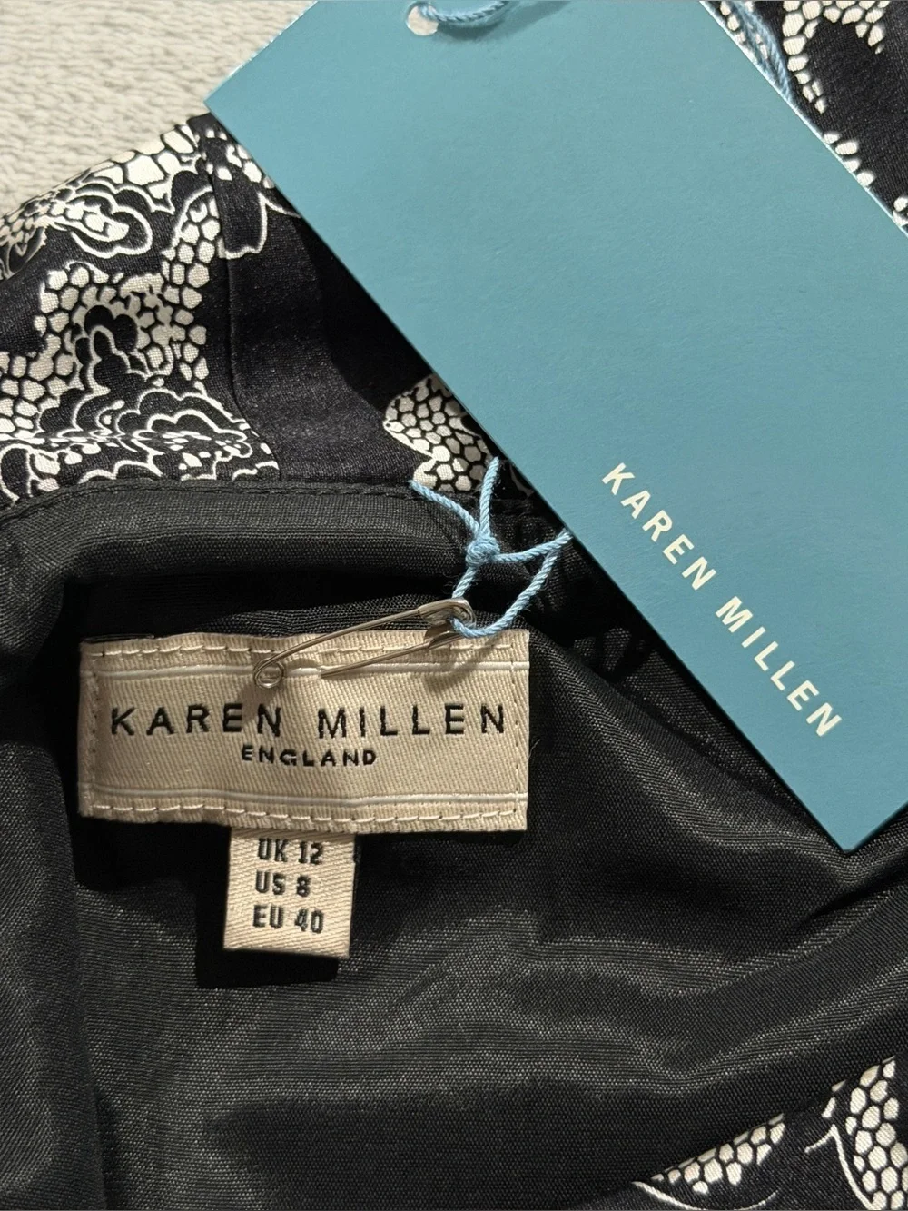 Karen Millen Black and Silver Floral Dress